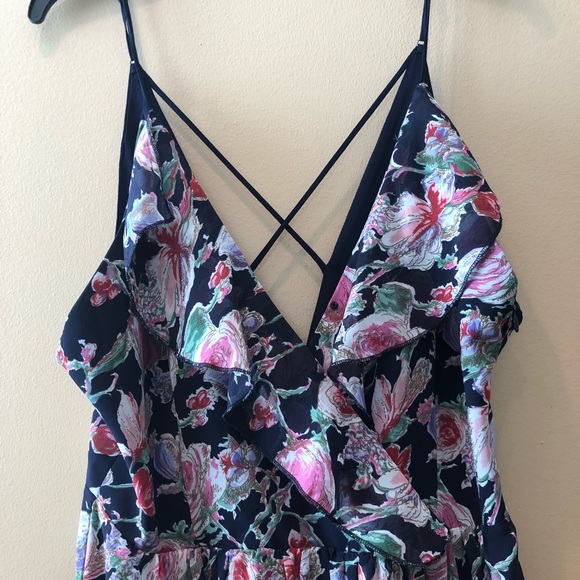 Adelyn Rae blue floral criss cross maxi dress L - Picture 5 of 8